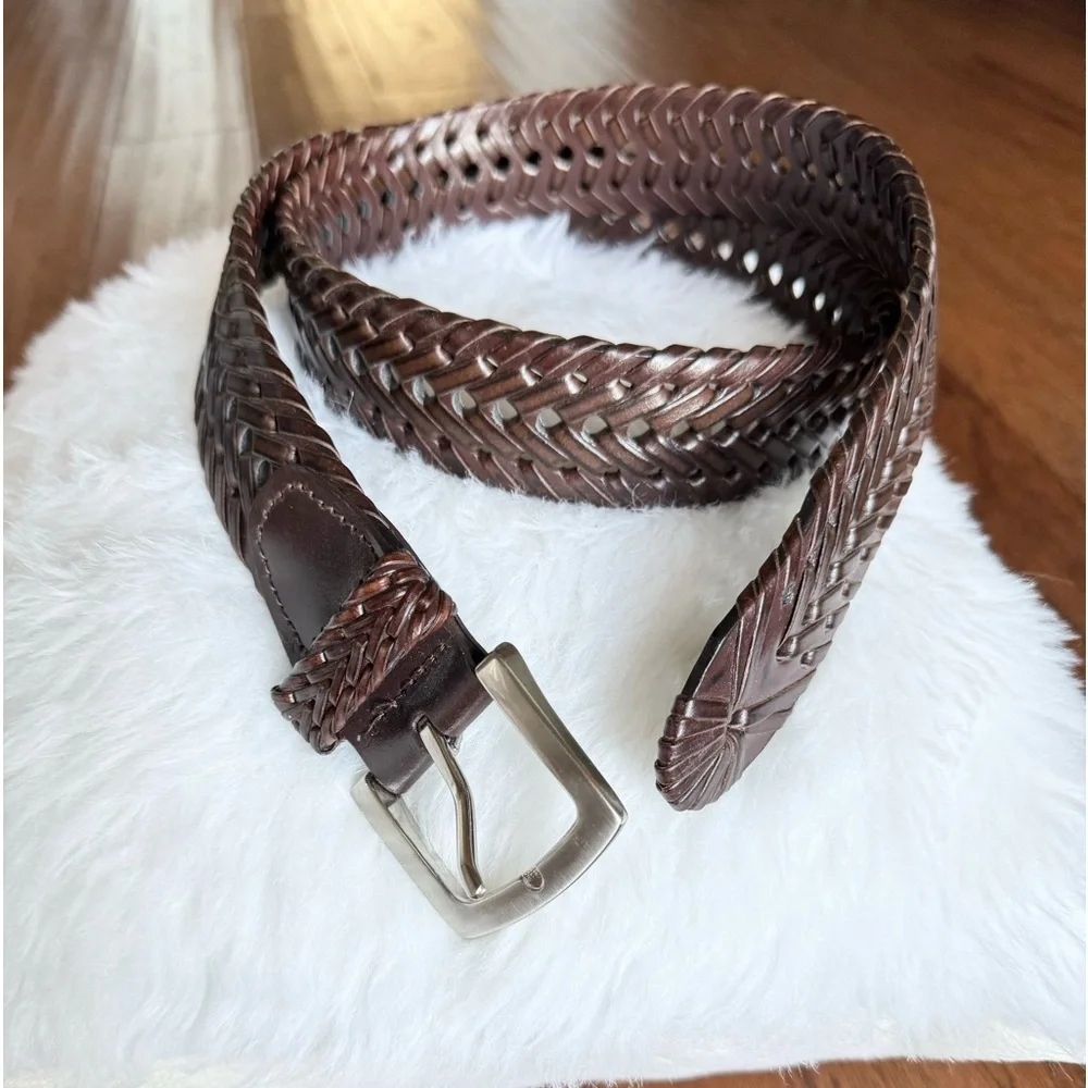 Brown Faux‎ Leather Braided Western Belt